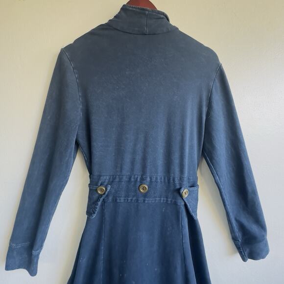Testimony Los Angeles French Terry Longline Duster Jacket Blue Cotton Medium - Picture 7 of 11